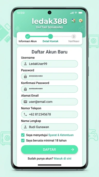 Tampilan halaman daftar ledak388
