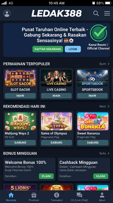 Tampilan kanal resmi ledak388